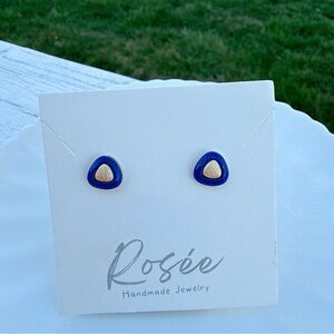 SGE22 S925 Stamped Natural Lapis  Studs Earrings